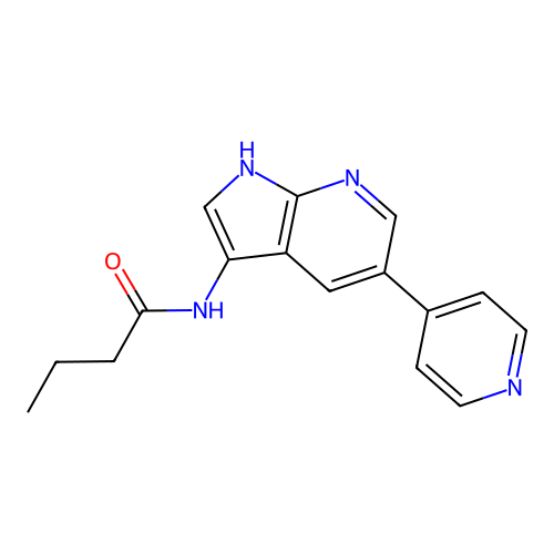 N-(5-pyridin-4-yl-1H-pyrrolo[2,3-b]pyridin-3-yl)butanamide structure