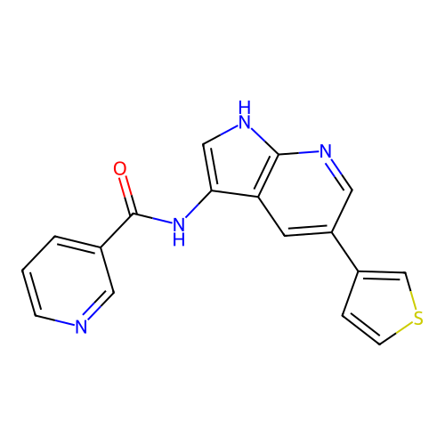 3-Pyridinecarboxamide, N-[5-(3-thienyl)-1H-pyrrolo[2,3-b]pyridin-3-yl]- structure