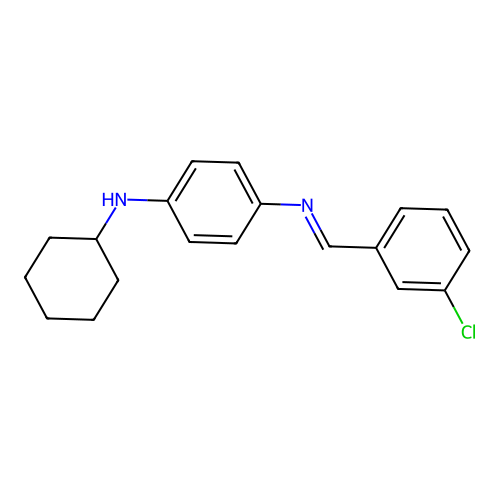 N-(3-chlorobenzylidene)-N-[4-(cyclohexylamino)phenyl]amine structure