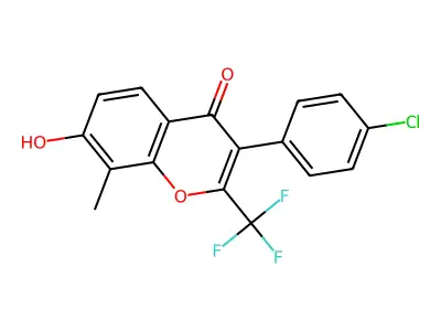 3-(4-Chlorophenyl)-7-hydroxy-8-methyl-2-(trifluoromethyl)chromen-4-one structure
