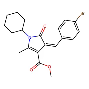 methyl 4-[(4-bromophenyl)methylidene]-1-cyclohexyl-2-methyl-5-oxopyrrole-3-carboxylate structure