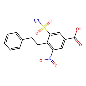 Benzoic acid, 3-(aminosulfonyl)-5-nitro-4-(2-phenylethyl)- structure