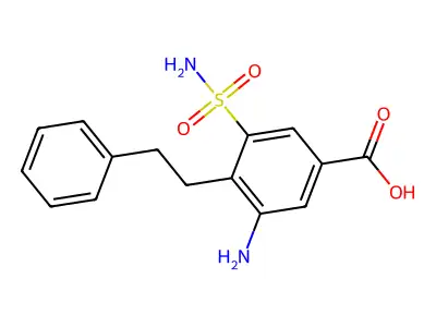 Benzoic acid, 3-amino-5-(aminosulfonyl)-4-(2-phenylethyl)- structure