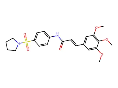 (E)-N-(4-pyrrolidin-1-ylsulfonylphenyl)-3-(3,4,5-trimethoxyphenyl)prop-2-enamide structure