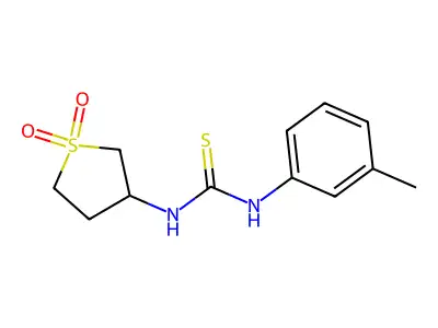 3-({[(3-Methylphenyl)amino]thioxomethyl}amino)thiolane-1,1-dione structure