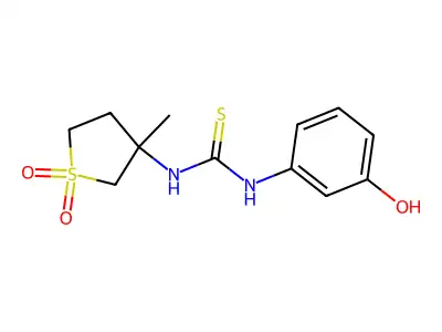 3-({[(3-Hydroxyphenyl)amino]thioxomethyl}amino)-3-methylthiolane-1,1-dione structure
