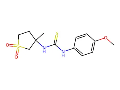 3-({[(4-Methoxyphenyl)amino]thioxomethyl}amino)-3-methylthiolane-1,1-dione structure