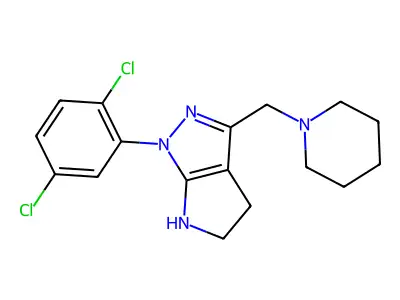 1-(2,5-dichlorophenyl)-3-(piperidin-1-ylmethyl)-4,5-dihydro-2H-pyrrolo[2,3-c]pyrazole structure
