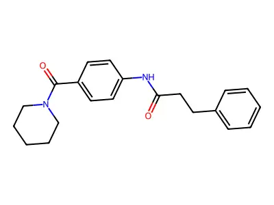 3-phenyl-N-[4-(piperidin-1-ylcarbonyl)phenyl]propanamide structure