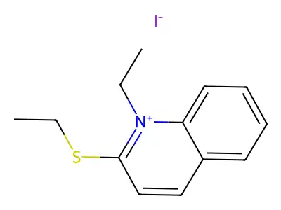 Quinolinium, 1-ethyl-2-(ethylthio)-, iodide (1:1) structure