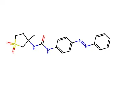 1-(3-methyl-1,1-dioxothiolan-3-yl)-3-(4-phenyldiazenylphenyl)urea structure