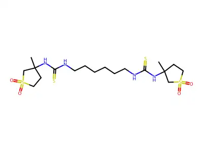 3-methyl-3-[({[6-({[(3-methyl-1,1-dioxothiolan-3-yl)amino]thioxomethyl}amino)h exyl]amino}thioxomethyl)amino]thiolane-1,1-dione structure
