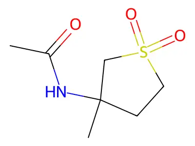 N-(3-methyl-1,1-dioxidotetrahydrothiophen-3-yl)acetamide structure