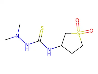 3-({[(Dimethylamino)amino]thioxomethyl}amino)thiolane-1,1-dione structure