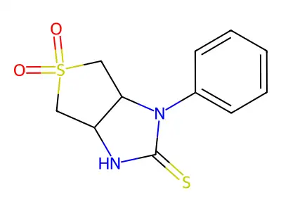 1-phenyl-3a,4,6,6a-tetrahydro-1H-thieno[3,4-d]imidazole-2-thiol 5,5-dioxide structure