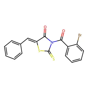 (5E)-5-benzylidene-3-(2-bromobenzoyl)-2-sulfanylidene-1,3-thiazolidin-4-one structure