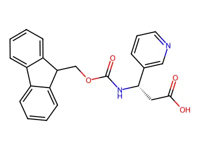 (R)-3-((((9H-Fluoren-9-yl)methoxy)carbonyl)amino)-3-(pyridin-3-yl)propanoic acid structure