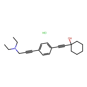 Cyclohexanol, 1-((4-(3-(diethylamino)-1-propynyl)phenyl)ethynyl)-, hydrochloride structure