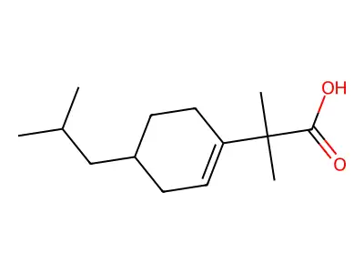 1-Cyclohexene-1-acetic acid, alpha,alpha-dimethyl-4-(2-methylpropyl)-, (+-)- structure
