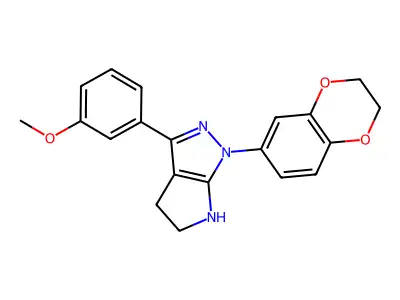 1-(2,3-dihydro-1,4-benzodioxin-6-yl)-3-(3-methoxyphenyl)-4,5-dihydro-2H-pyrrolo[2,3-c]pyrazole structure
