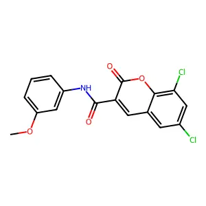 6,8-Dichloro-N-(3-methoxyphenyl)-2-oxo-2H-1-benzopyran-3-carboxamide structure