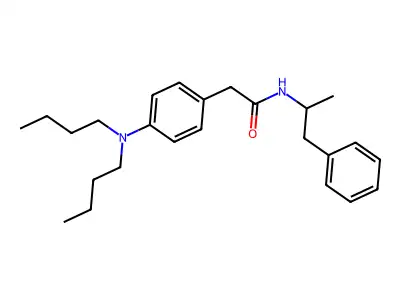 Acetamide, 2-(p-(dibutylamino)phenyl)-N-(alpha-methylphenethyl)- structure