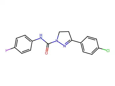1H-Pyrazole-1-carboxamide, 4,5-dihydro-3-(4-chlorophenyl)-N-(4-iodophenyl)- structure