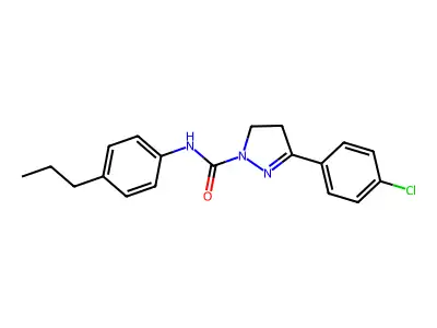 1H-Pyrazole-1-carboxamide, 4,5-dihydro-3-(4-chlorophenyl)-N-(4-propylphenyl)- structure