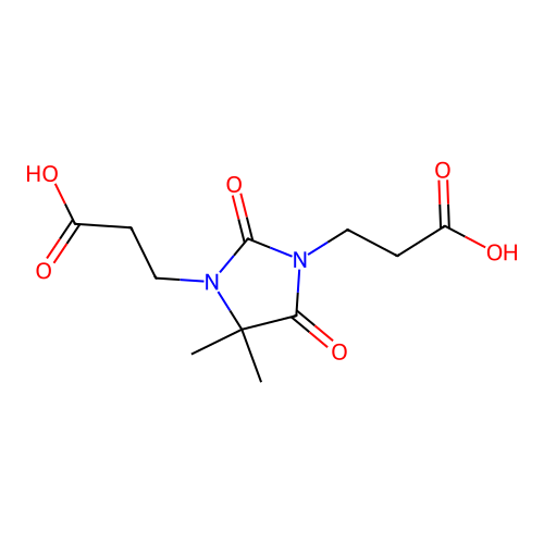 4,4-Dimethyl-2,5-dioxoimidazolidine-1,3-dipropionic acid structure