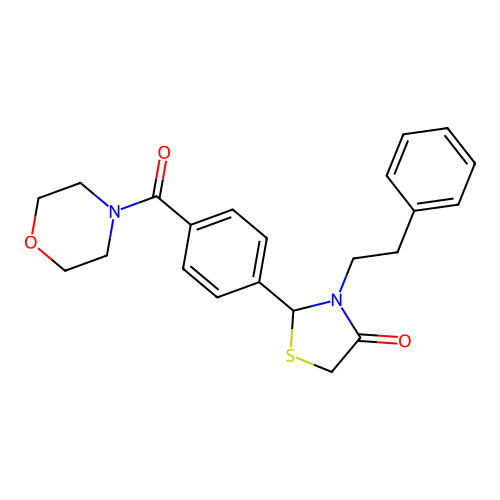 2-[4-(Morpholin-4-ylcarbonyl)phenyl]-3-(2-phenylethyl)-1,3-thiazolidin-4-one structure