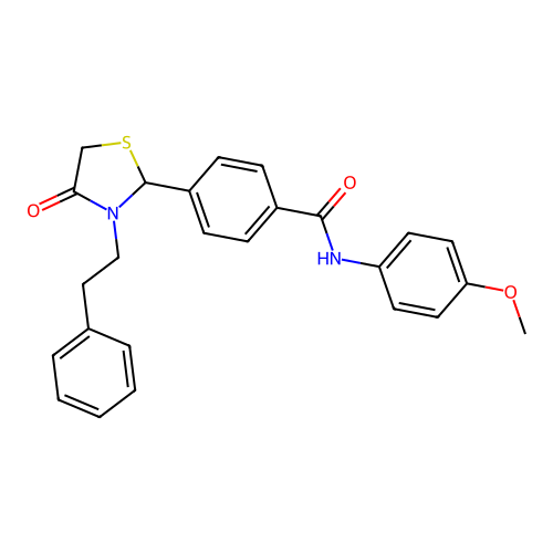 N-(4-methoxyphenyl)-4-[4-oxo-3-(2-phenylethyl)-1,3-thiazolidin-2-yl]benzamide structure