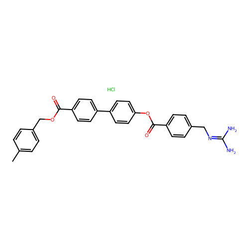 (4-Methylphenyl)methyl 4'-(4-(((diaminomethylidene)amino)methyl)benzoyloxy)-(1,1'-biphenyl)-4-carboxylate hydrochloride structure