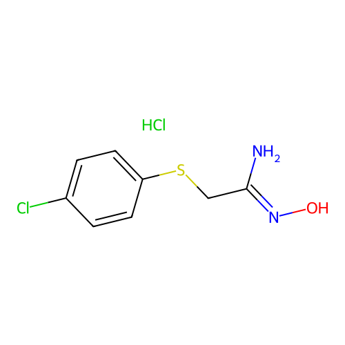 2-(4-chlorophenyl)sulfanyl-N'-hydroxyethanimidamide;hydrochloride structure