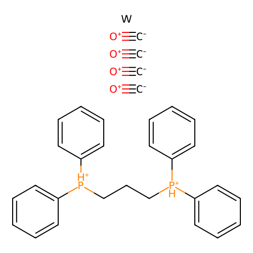 Carbon monoxide;3-diphenylphosphaniumylpropyl(diphenyl)phosphanium;tungsten structure