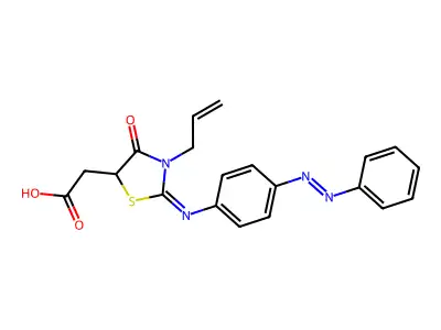 2-[4-oxo-2-(4-phenyldiazenylphenyl)imino-3-prop-2-enyl-1,3-thiazolidin-5-yl]acetic Acid structure