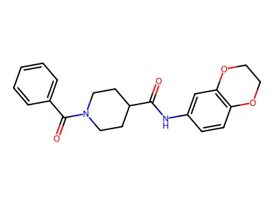 1-benzoyl-N-(2,3-dihydro-1,4-benzodioxin-6-yl)piperidine-4-carboxamide structure