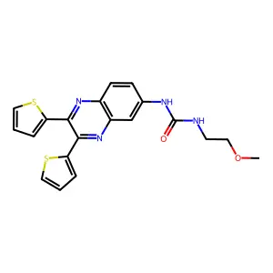 1-(2,3-Di(thiophen-2-yl)quinoxalin-6-yl)-3-(2-methoxyethyl)urea structure