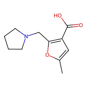 5-Methyl-2-(pyrrolidin-1-ylmethyl)furan-3-carboxylic acid structure