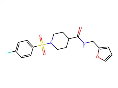 1-(4-fluorophenyl)sulfonyl-N-(furan-2-ylmethyl)piperidine-4-carboxamide structure