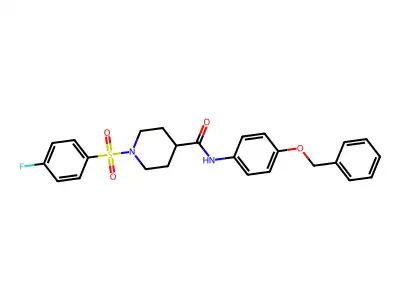 1-(4-fluorophenyl)sulfonyl-N-(4-phenylmethoxyphenyl)piperidine-4-carboxamide structure