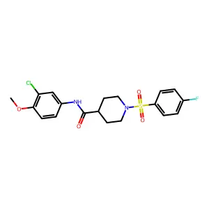 N-(3-chloro-4-methoxyphenyl)-1-(4-fluorophenyl)sulfonylpiperidine-4-carboxamide structure