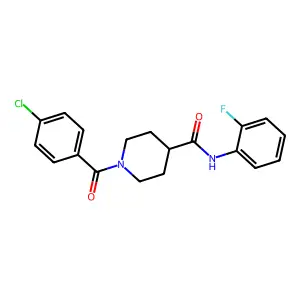 1-(4-chlorobenzoyl)-N-(2-fluorophenyl)piperidine-4-carboxamide structure