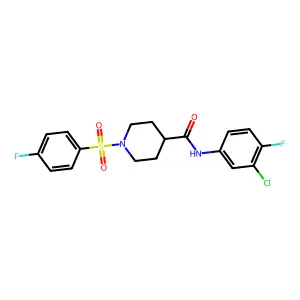 N-(3-chloro-4-fluorophenyl)-1-(4-fluorophenyl)sulfonylpiperidine-4-carboxamide structure