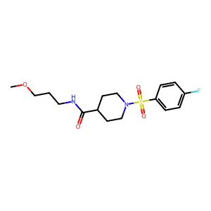 1-(4-fluorophenyl)sulfonyl-N-(3-methoxypropyl)piperidine-4-carboxamide structure