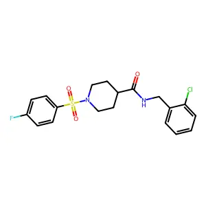 N-(2-chlorobenzyl)-1-((4-fluorophenyl)sulfonyl)piperidine-4-carboxamide structure