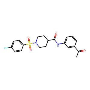 N-(3-acetylphenyl)-1-(4-fluorophenyl)sulfonylpiperidine-4-carboxamide structure