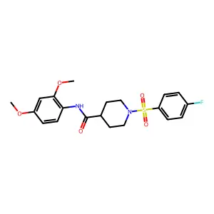 N-(2,4-dimethoxyphenyl)-1-(4-fluorophenyl)sulfonylpiperidine-4-carboxamide structure