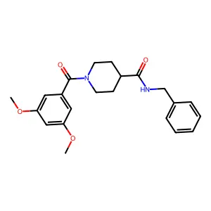 N-benzyl-1-(3,5-dimethoxybenzoyl)piperidine-4-carboxamide structure