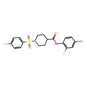 N-(4-bromo-2-fluorophenyl)-1-(4-fluorophenyl)sulfonylpiperidine-4-carboxamide structure