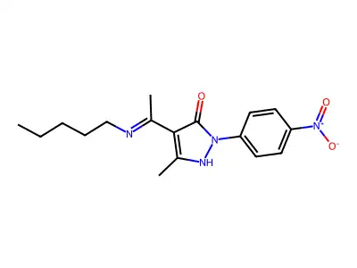 2-{4-nitrophenyl}-5-methyl-4-[1-(pentylamino)ethylidene]-2,4-dihydro-3H-pyrazol-3-one structure